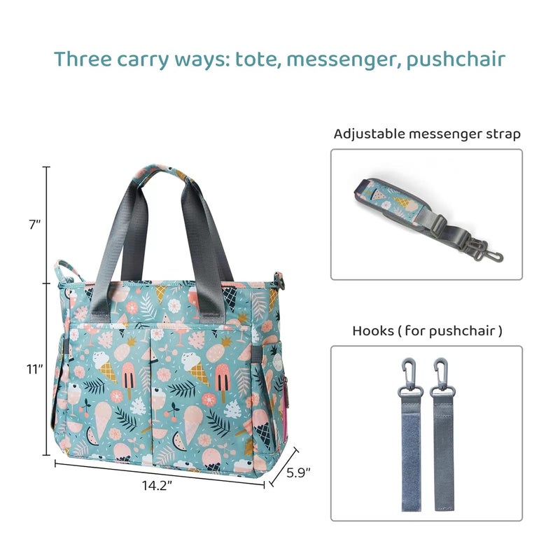 PHEBEN Store Diaper Bag Tote Satchel Waterproof Messenger Baby Diaper Bags for Mom and Dad Multifunction Medium Travel Tote Bags(Cartoon Dessert) - Image 3